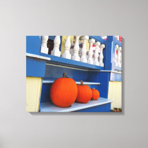 Three Pumpkins on a Step - Martha's Vineyard Canvas Print