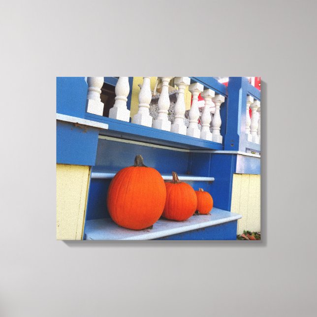 Three Pumpkins on a Step - Martha's Vineyard Canvas Print (Front)