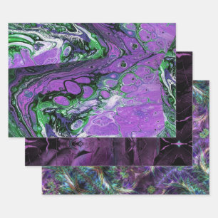 Three Purple Abstract Art Wrapping Paper Sheet