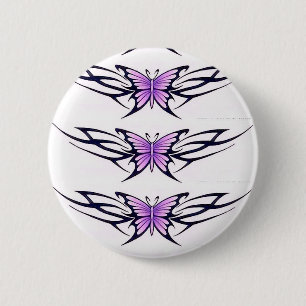 three purple butterflies 6 cm round badge