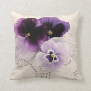 Three purple pansies pillow