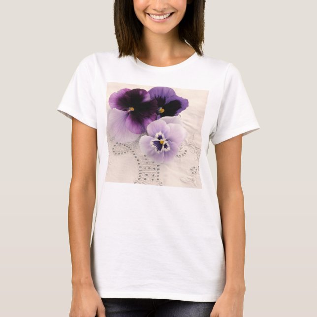 Three purple pansies T-Shirt (Front)