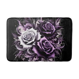 Three Purple Roses Bath Mat