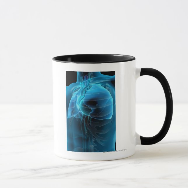 Three quarter view of the heart and lungs mug (Right)