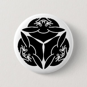 Three rabbits 6 cm round badge