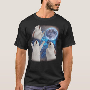 Three Rabbits Howling At The Moon Weird Meme T-Shirt