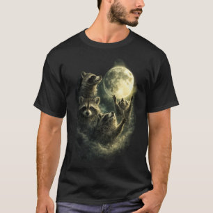 Three Raccoons at full Moon Night Funny Racoon T-Shirt