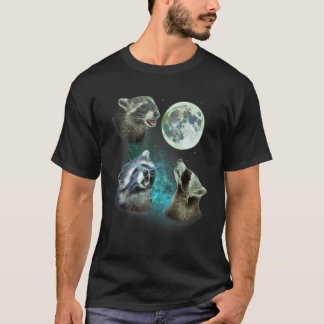 Three Racoons Howl At Moon 3 Wolfs - Funny Wolves  T-Shirt
