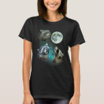 Three Racoons Howl At Moon 3 Wolfs - Funny Wolves  T-Shirt<br><div class="desc">Three Racoons Howl At Moon 3 Wolfs - Funny Wolves Parody</div>