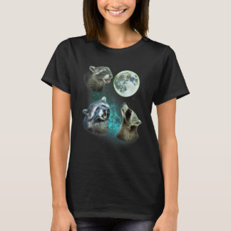 Three Racoons Howl At Moon 3 Wolfs - Funny Wolves  T-Shirt