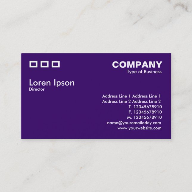 Three Rectangles - Dark Violet Business Card (Front)