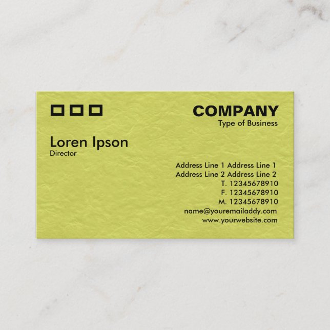 Three Rectangles - Wavy Paper Texture Yellow Business Card (Front)