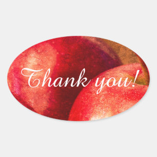 Three Red Apples Oval Sticker