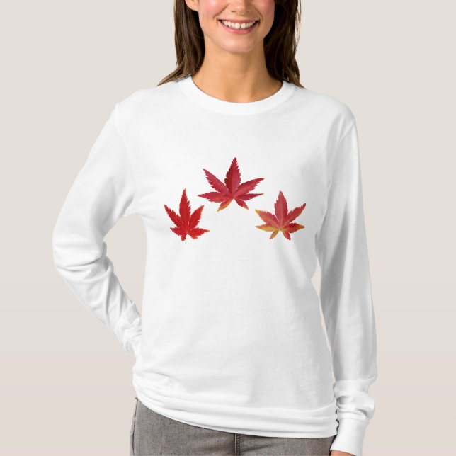 Three red falling leaves T-Shirt (Front)