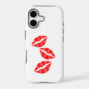 Three Red Lipstick Kisses with White pattern Gift