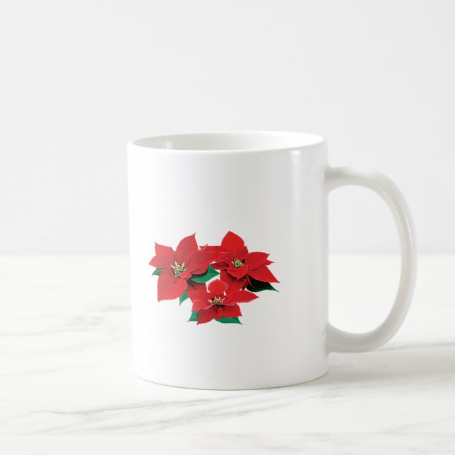 Three Red Poinsettias Coffee Mug (Right)