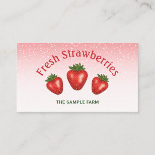 Three Red Strawberries On Pink Strawberry Farm Business Card