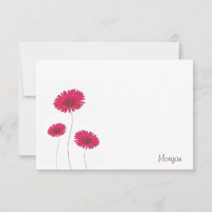 Three Red Watercolor, Pen & Ink Gerbs Card