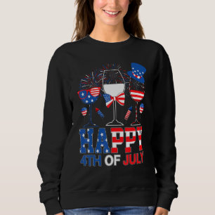 Three Red White Blue Wine Glasses Usa Flag 4th Of  Sweatshirt