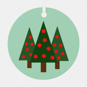 Three Retro Christmas Trees Metal Tree Decoration