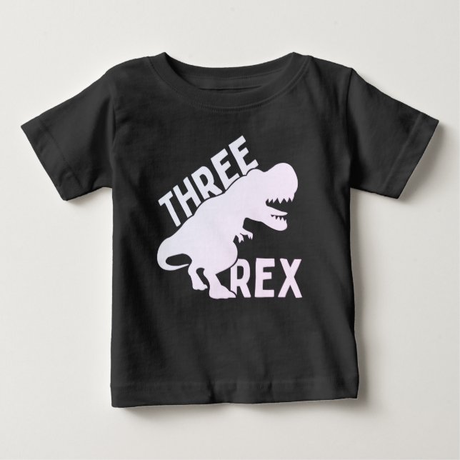 Three Rex 3 rd Birthday Shirt,Three Year Olds  Baby T-Shirt (Front)