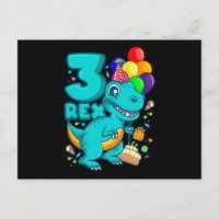THREE REX 3 Year Old 3rd Birthday Boy Dino