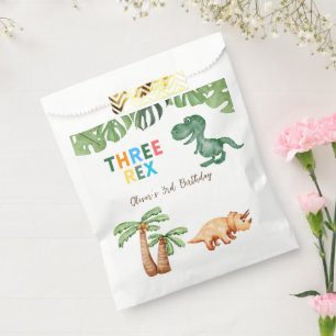 three-rex  3rd birthday party favour bags