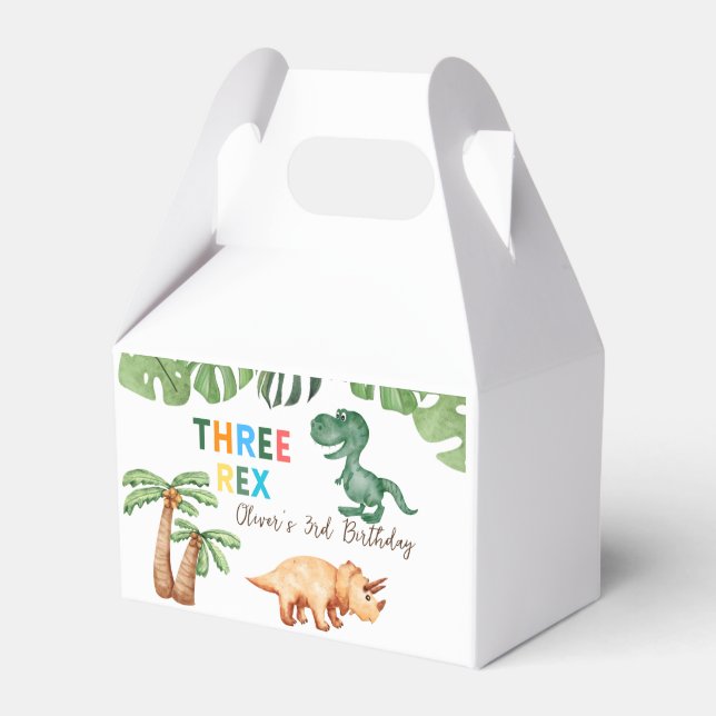three-rex  3rd birthday party favour box (Front Side)