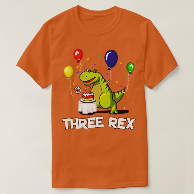 Three Rex 3rd Birthday Party TRex Dinosaur T-Shirt (Design Front)