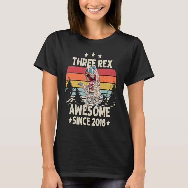 Three Rex 3rd Birthday Third Dinosaur 3 Year Old B T-Shirt (Front)