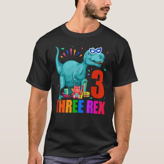 Three Rex 3rd Birthday Third Dinosaur 3 Year Old B T-Shirt (Front)