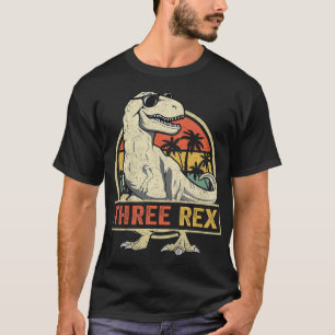 Three Rex 3rd Birthday Third Dinosaur 3 Year Old T-Shirt