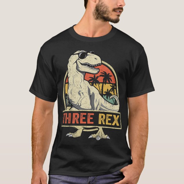 Three Rex 3rd Birthday Third Dinosaur 3 Year Old T-Shirt (Front)