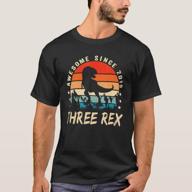 Three Rex 3rd Birthday  Third Dinosaur 3 Year Old T-Shirt (Front)