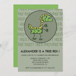 Three rex birthday invitation dinosaur 3rd boy