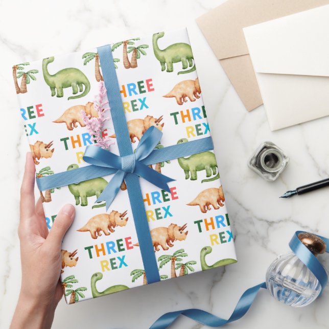 Three rex birthday party wrapping paper (Gifting)
