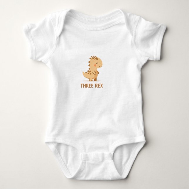 Three Rex Cute Dino Pun – Funny Kawaii Dinosaur Baby Bodysuit (Front)