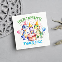 Three rex cute dinosaurs birthday tableware