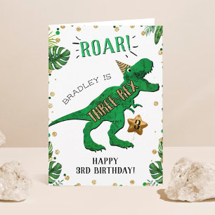 Three-Rex Dinosaur 3rd Birthday Card