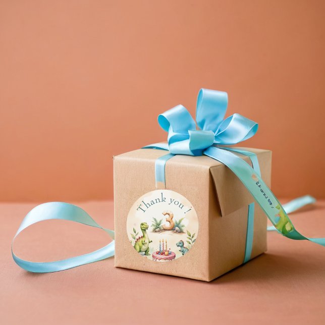 Three-Rex Dinosaur 3rd Birthday  Classic Round Sticker (Creator Uploaded)