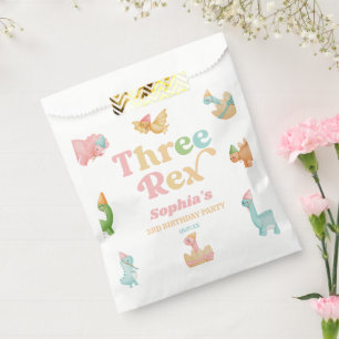 Three Rex Dinosaur 3rd Third Birthday Party Favour Bags