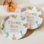 Three Rex Dinosaur 3rd Third Birthday Party Paper Plate<br><div class="desc">This is a Three Rex Dinosaur 3rd Third Birthday Party Paper Plates!</div>