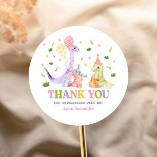 Three Rex Dinosaur Birthday Classic Round Sticker