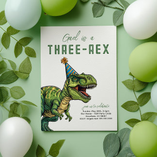 Three-Rex Dinosaur Birthday Invitation