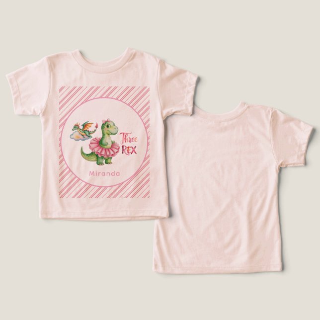 Three Rex Dinosaur Girl Birthday Party (Design Front & Back)