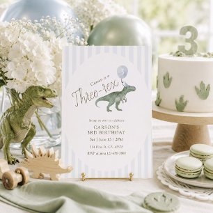 Three Rex Dinosaur Third Birthday Invitation