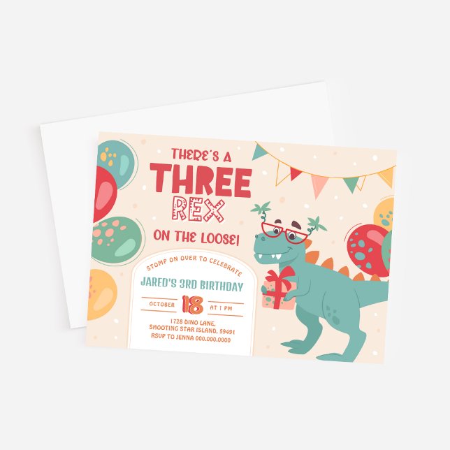 Three Rex Invitation Boy. Dinosaur 3rd Birthday (Three Rex Invitation Boy. Dinosaur 3rd Birthday
)