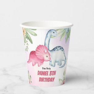 Three Rex Kids Dinosaur 3rd Birthday Party Paper Cups