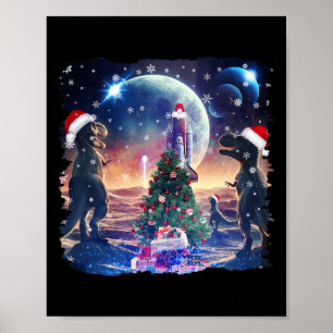 Three Rex Moon 3 Dinos Howling Weird Cursed Christ Poster