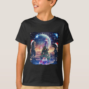 Three Rex Moon 3 Dinos Howling Weird Cursed Christ T-Shirt